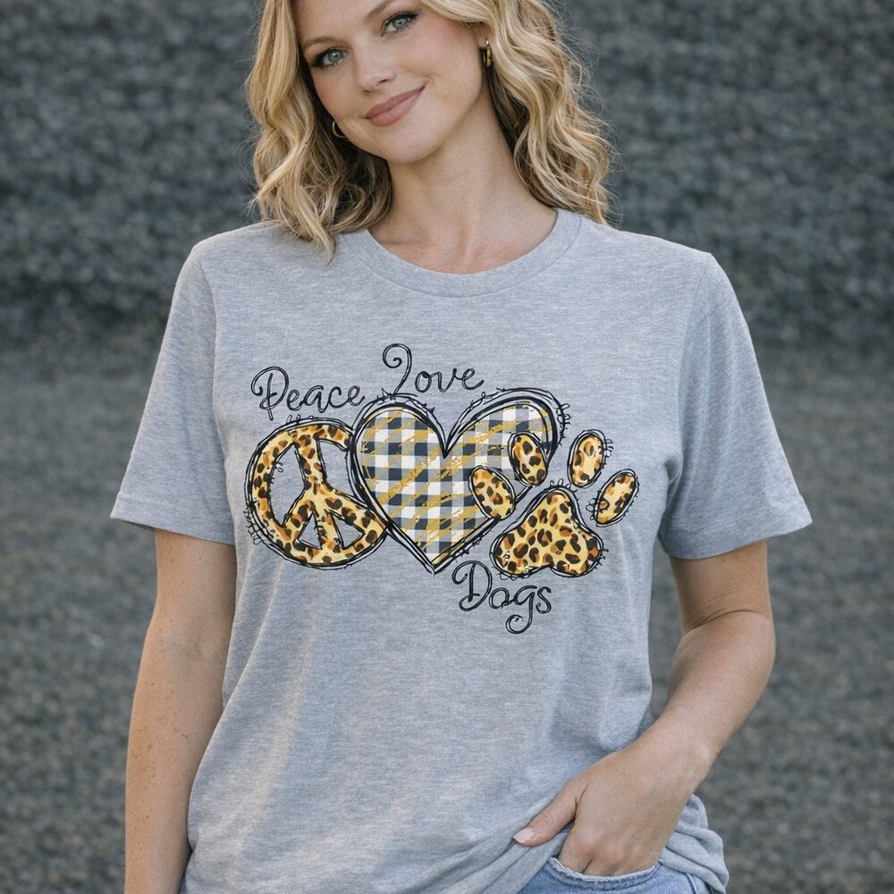 Peace Love Dogs | Graphic T-Shirt | Ready To Ship. Ships within 24 Hours